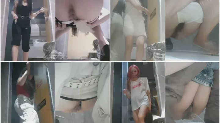 純白ドレス美女のトイレ盗撮 前後アングルで捉えた放尿シーン