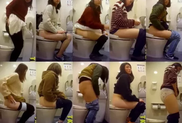 トイレの個室で盗撮！若い女性の秘密を覗き見
