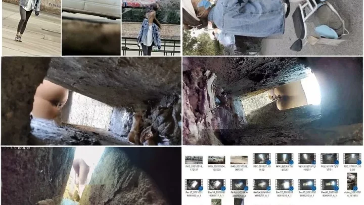 教習所の屋外溝トイレで股間を接写！隠し撮り