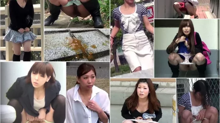 人目を避けて隠れて…女子高生の屋外露出放尿！