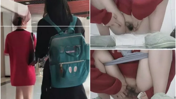 女子トイレを覗き見…まさかの股間おっぴろげ！
